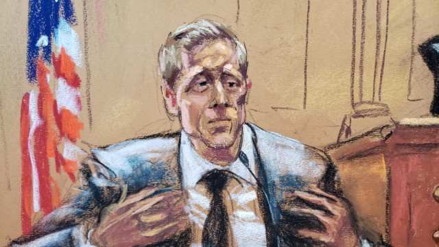 Criminalité : Le plaignant Anthony Rapp dans un dessin du tribunal pendant son témoignage.