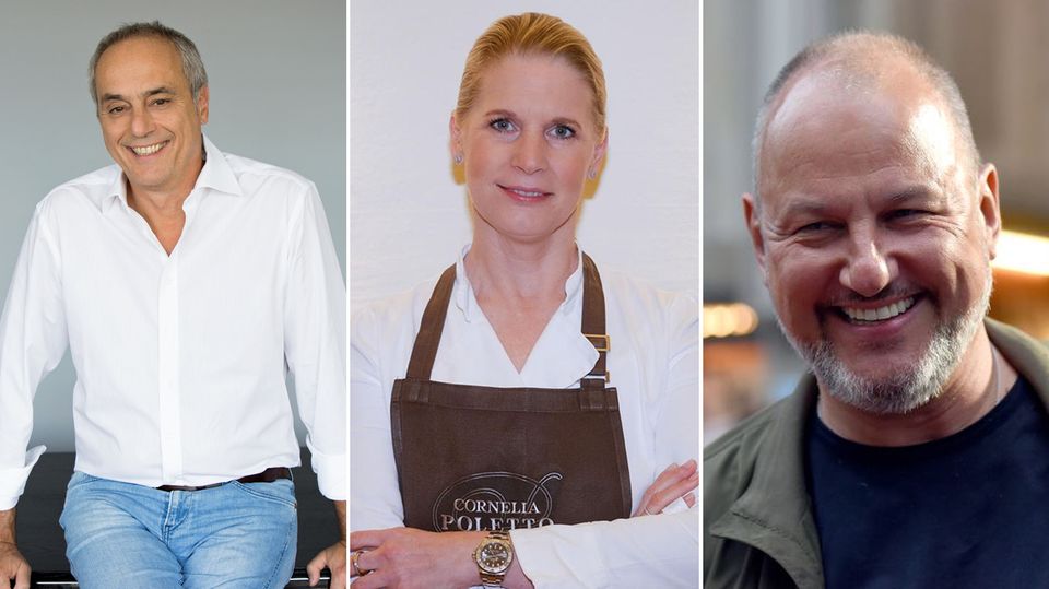 Les cuisiniers de la télévision Christian Rach, Cornelia Poletto et Frank Rosin 